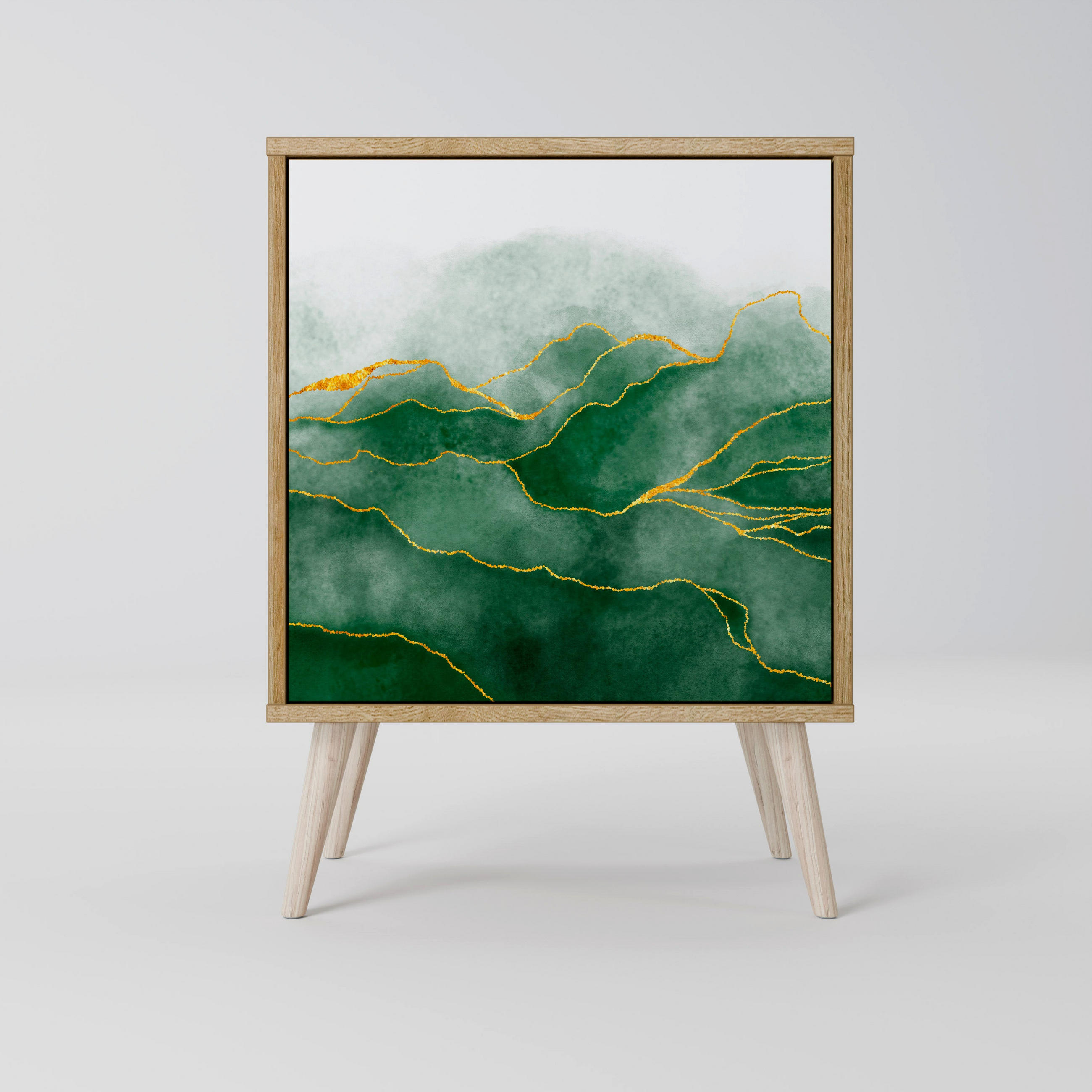 SIDEBOARD EXPENSIVE NATURE, Eichefarben, 57,5x42x77,5 cm, Schräge Buchenholzfüße - Eichefarben/Buchefarben, Holzwerkstoff/Buchenholz (57.5/77.5/42cm) - SpaceRebels
