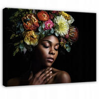 WANDBILDER Frau Blumen Schwarz 60x40 - Multicolor, Holzwerkstoff (60/40cm) - Wallarena