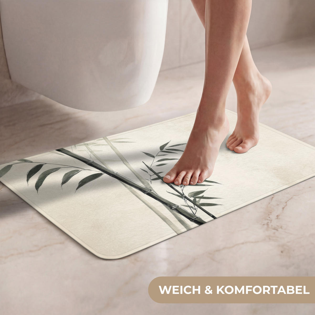 WC PŘEDLOŽKA Japandi - Bambus - béžová 60x40 cm - ecru, textil/plast (60/1cm) - OnlyWow