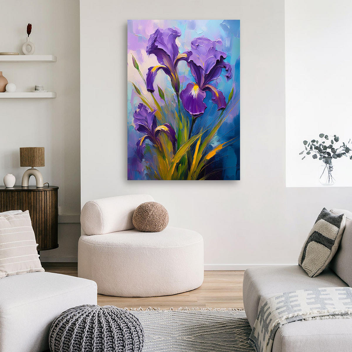 WANDBILD irisblumen aquarell - Lila, Textil (40/60cm) - Feeby