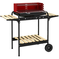 HOLZKOHLEGRILL aus Metall mit Räder - Rot, Metall (47/95/103cm) - Outsunny