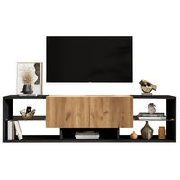 TV-LOWBOARD 160/40/42 cm Schwarz/Natur aus Spanplatte mit LED - Schwarz, Holzwerkstoff (40/42/160cm) - OKWISH
