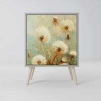 SIDEBOARD DREAMY MEADOW, Grau, 57,5x42x77,5 cm, Schräge Buchenholzfüße - Buchefarben/Multicolor, Holzwerkstoff/Buchenholz (57.5/77.5/42cm) - SpaceRebels