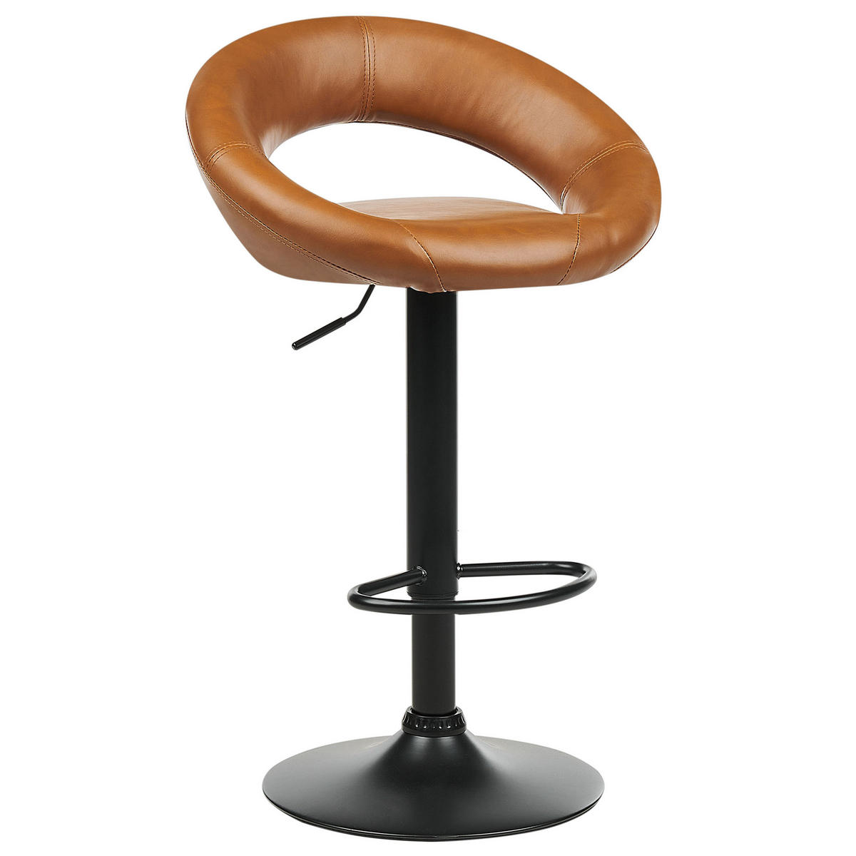 BARHOCKER 2er-Set Kunstleder goldbraun/schwarz höhenverstellbar Peoria - Schwarz/Braun, Kunststoff (53/48cm) - Beliani