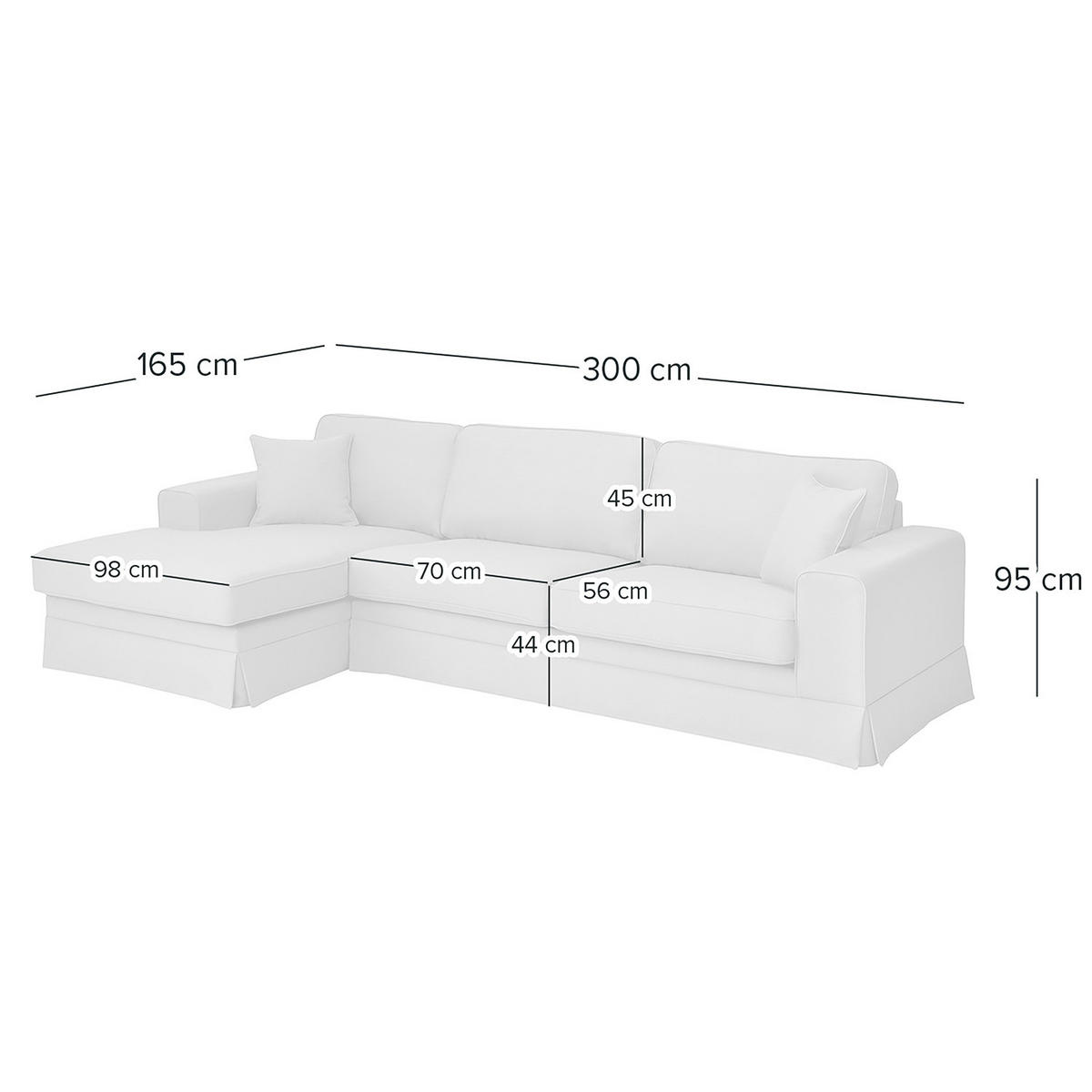 ECKSOFA mit Husse - Longchair, Webstoff - Hellbraun/Schwarz, Kunststoff/Textil (300/165cm) - home24