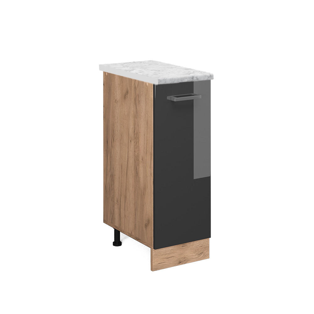 APOTHEKERSCHRANK R-Line Anthrazit Hochglanz 30 cm AP Marmor - Anthrazit/Eiche Wotan, Holzwerkstoff (30/81.6/60cm) - Vicco