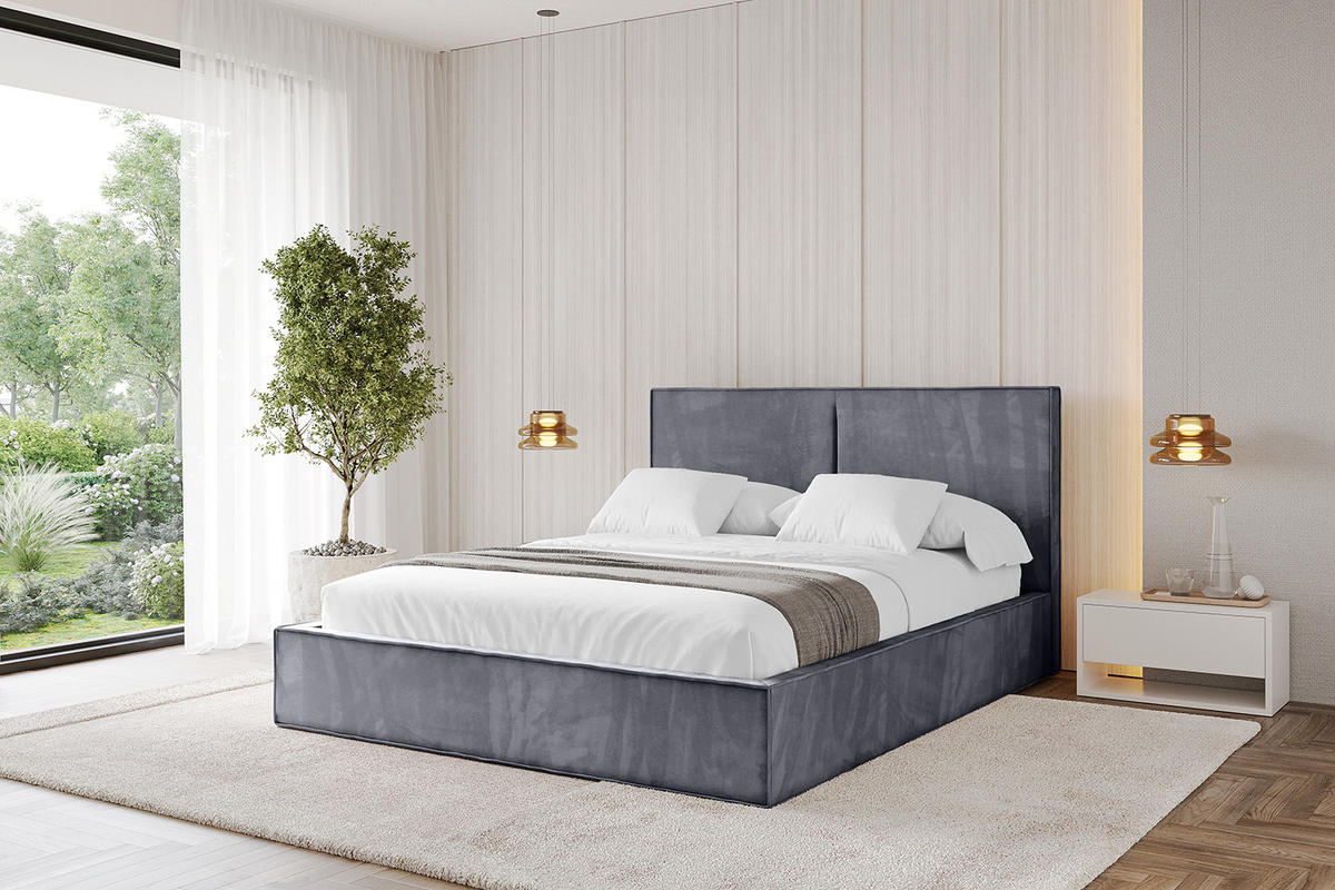 POLSTERBETT mit Bettkasten und Lattenrost, Bett mit Matratze H3/H4 - TIVON 120x200 Dunkelgrau - Dunkelgrau, Holzwerkstoff/Textil (120/200cm) - ALTDECOR