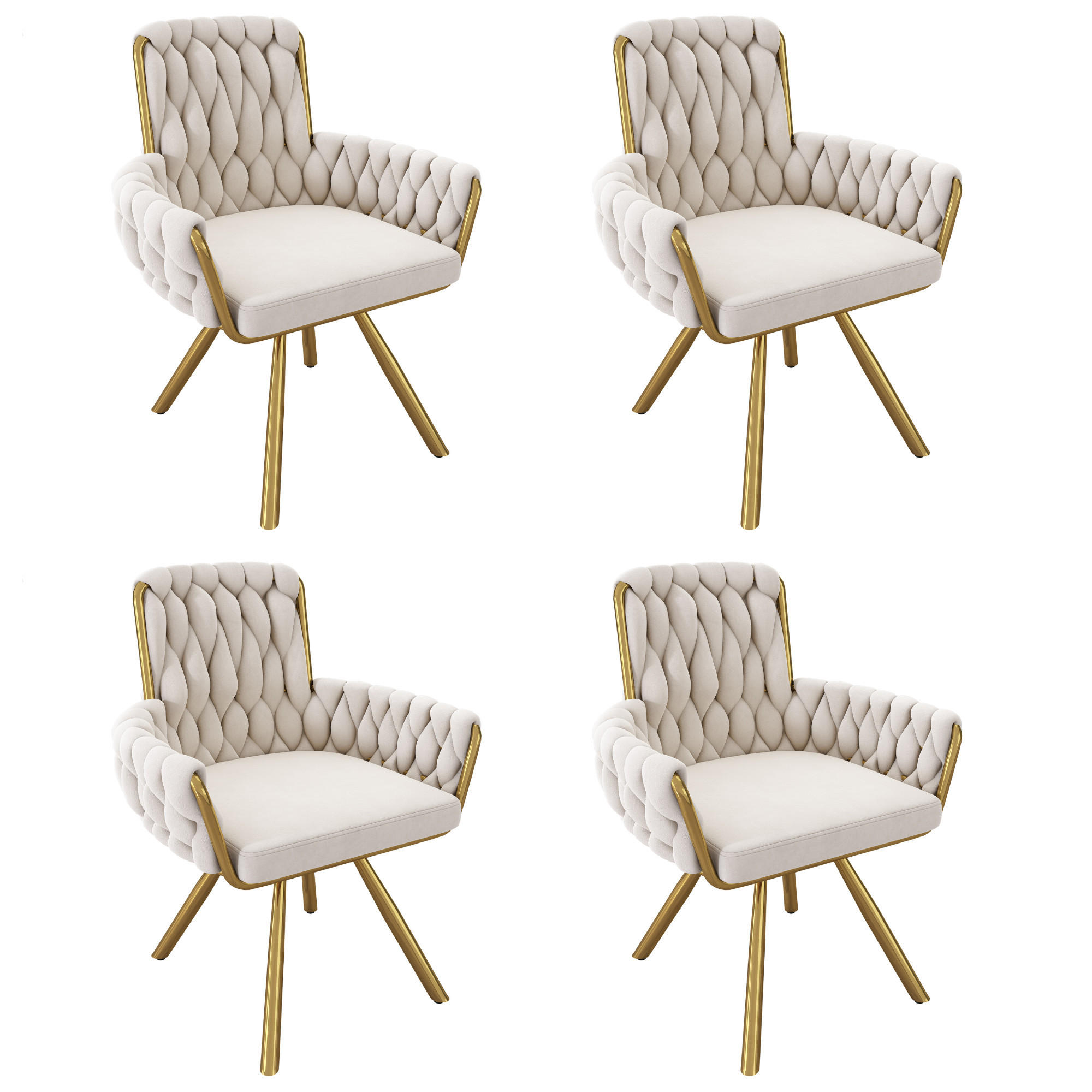 ARMLEHNSTUHL-SET DE-35693 4 Stück mit Drehfunktion Beige - Beige, Metall (50/87/50cm) - ComfortXL