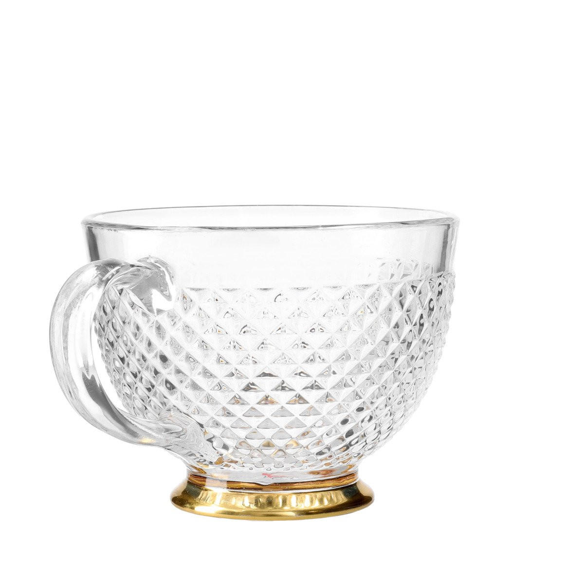 TASSE Barrel mit Goldfuß 0,36 l 6er-Set - Transparent, Glas (0.36L) - Homla