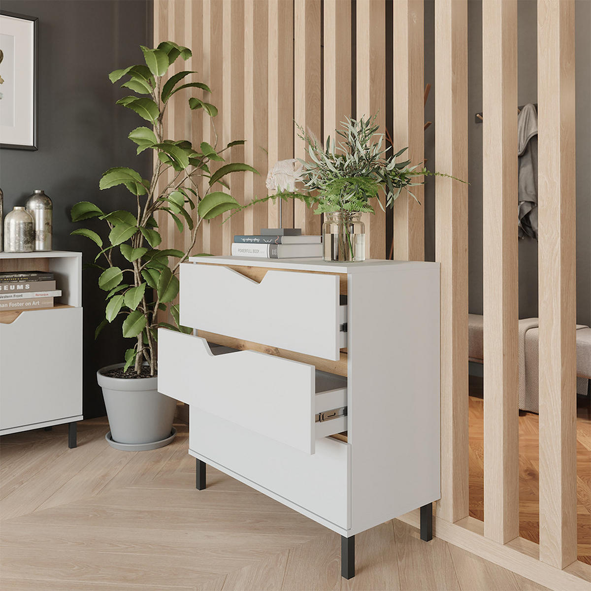 KREDENC Marelle Bílá/Artisan - bílá/světle šedá, kompozitní dřevo (80/81.2/38cm) - Vicco