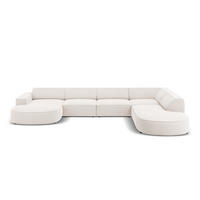 PANORAMASOFA rechts Jodie aus strukturiertem Stoff leichtes beige 7 Sitzplätze - Beige, Textil (262/70/364cm) - Micadoni