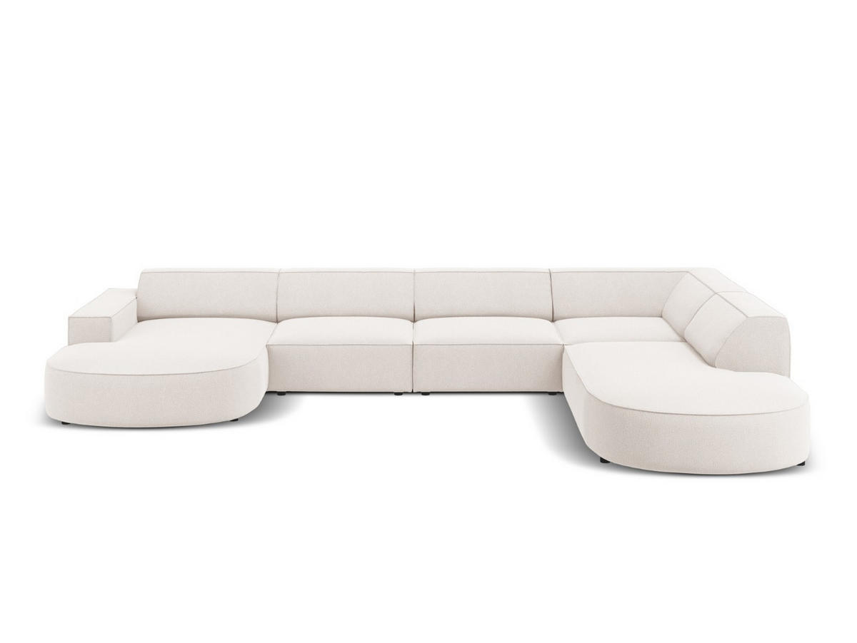 PANORAMASOFA rechts Jodie aus strukturiertem Stoff leichtes beige 7 Sitzplätze - Beige, Textil (262/70/364cm) - Micadoni