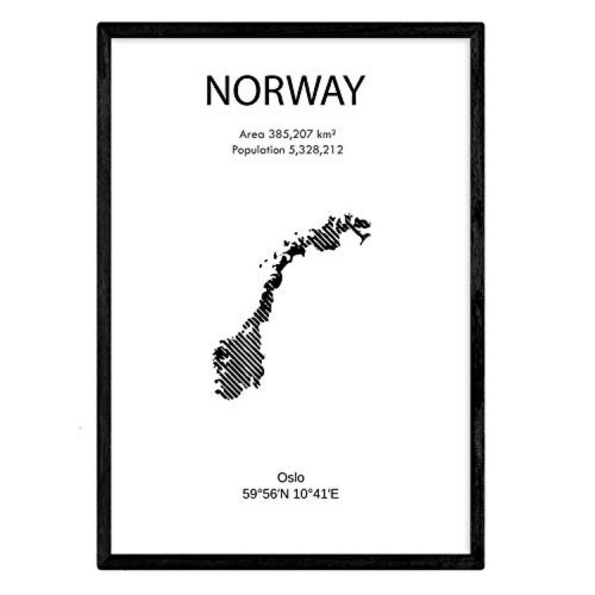 POSTER Länder & Kontinente Norwegen A4 Rahmenlos - Klar, Papier (29.7/5/21cm) - Nacnic