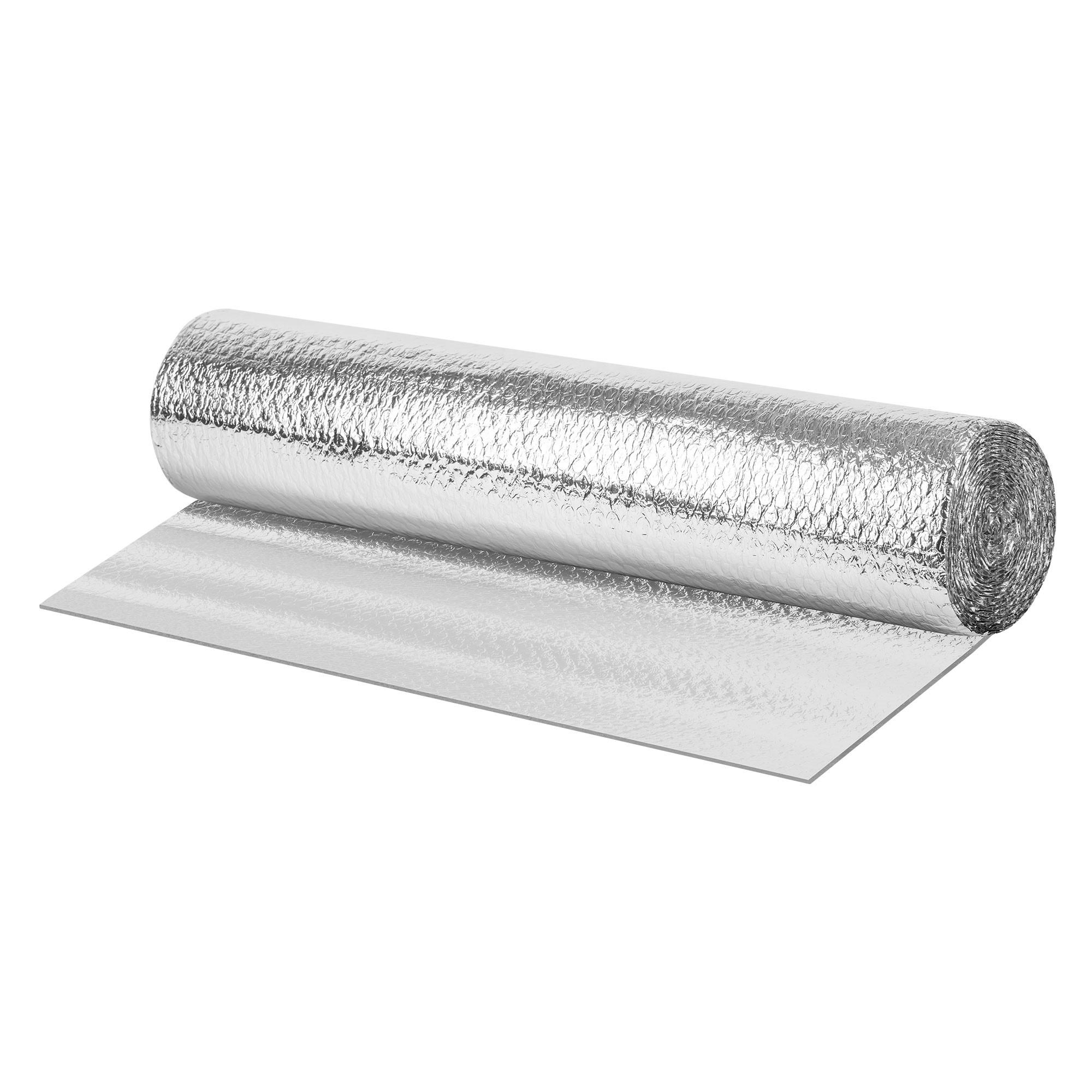 ISOLIERFOLIE 1 x 15 m für Wärmedämmung und Kälteschutz Doppelseitige Alu-Dämmfolie 6mm Dicke - Silberfarben, Kunststoff/Metall (100/0.6/1500cm) - ECD-Germany