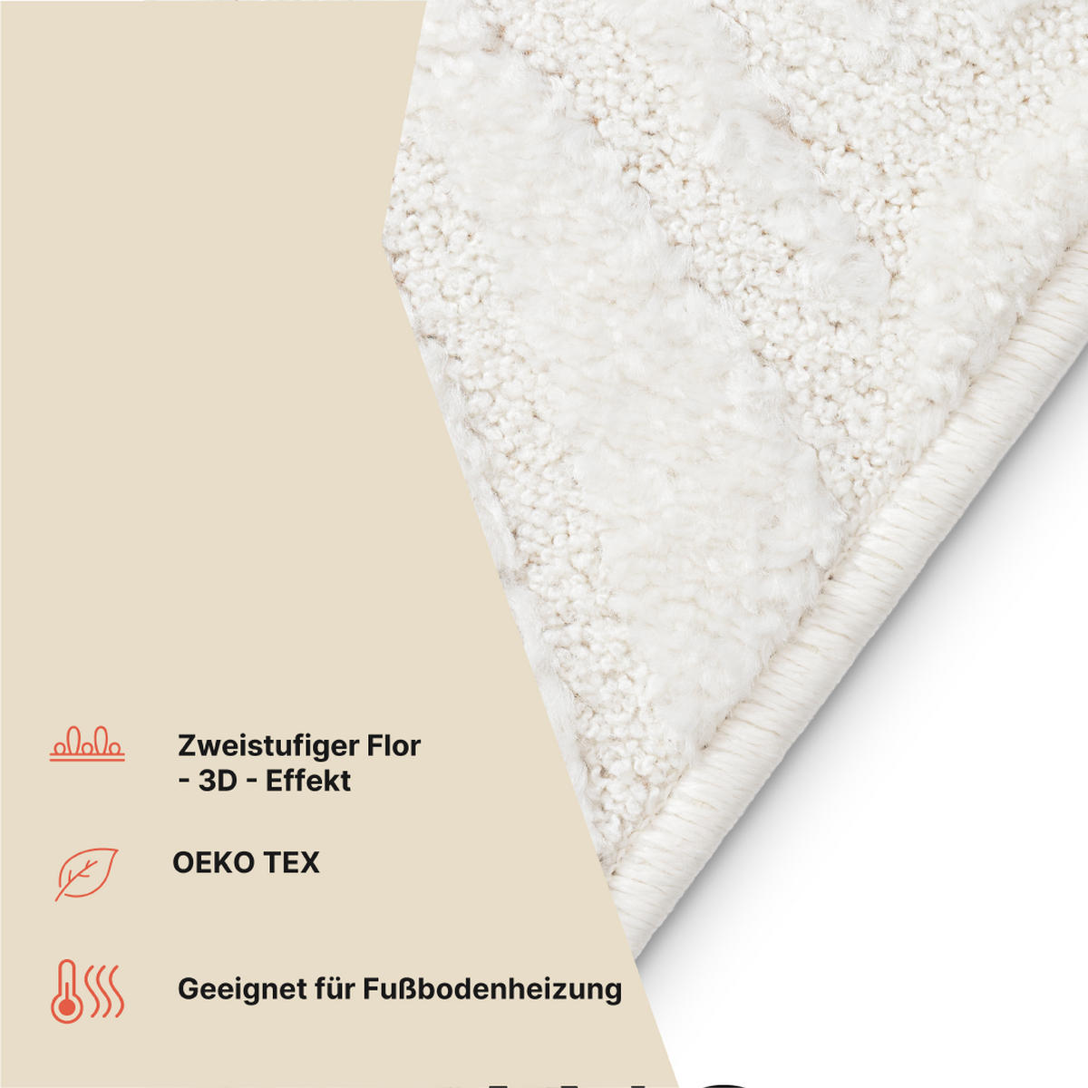 TEPPICH TERRA Creme 120/170 cm - Creme, Textil (120/170cm) - Tapiso