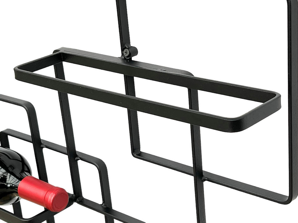 WEINREGAL für 4 Flaschen Wand Metall Schwarz Wine Line - Schwarz, Metall (72/44/9cm) - DanDiBo