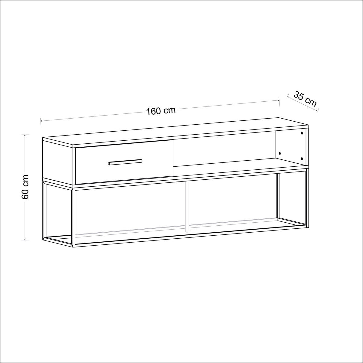 TV-LOWBOARD Mira Schwarz Gold mit Metall Füße 9635 - Goldfarben/Schwarz, Holzwerkstoff/Metall (160/60/35cm) - moebel17