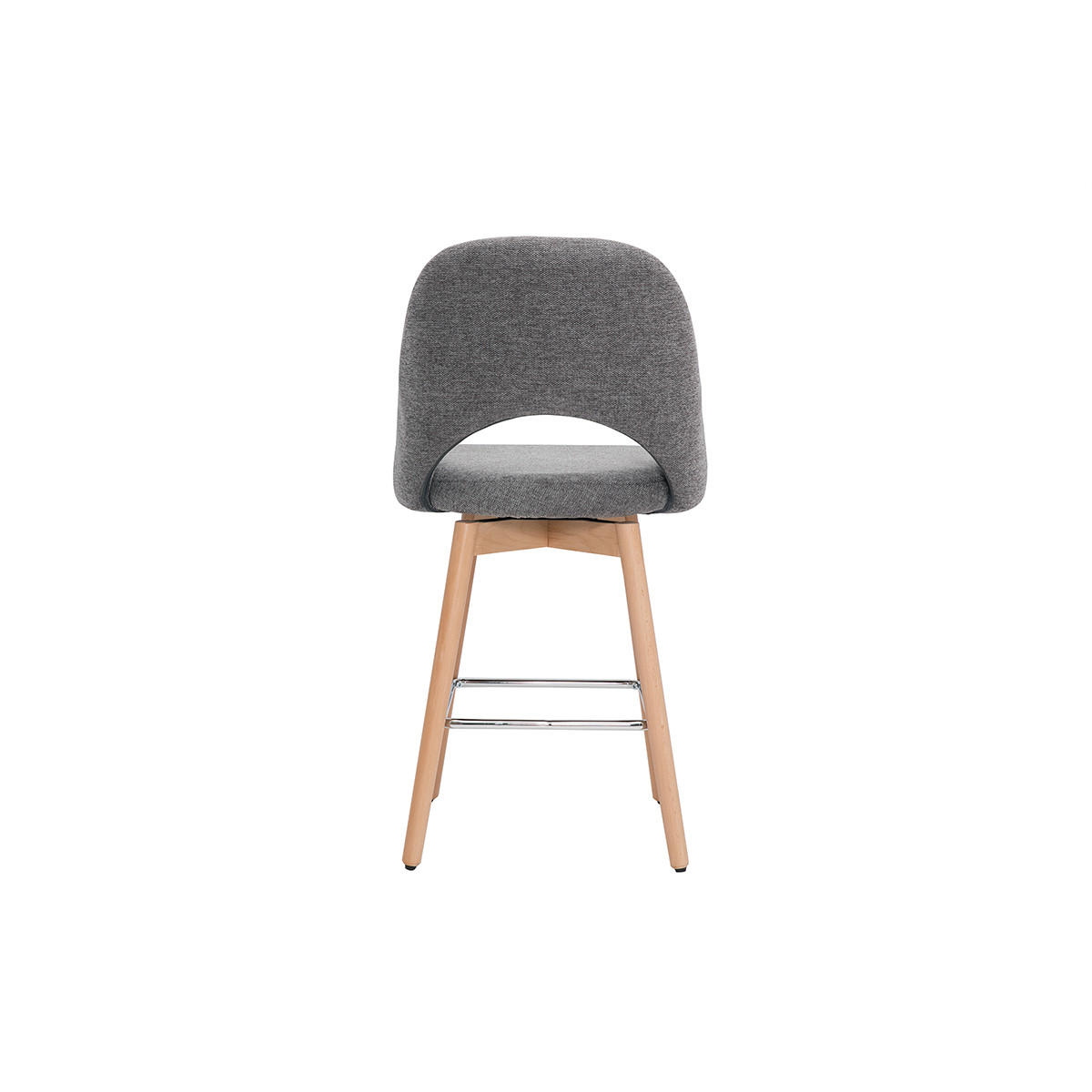 BARHOCKER Skandinavisch Grauer Stoff Samteffekt Massiv Hevea H65 cm 2er-Set COSETTE - Grau, Textil (53/99/51cm) - Miliboo