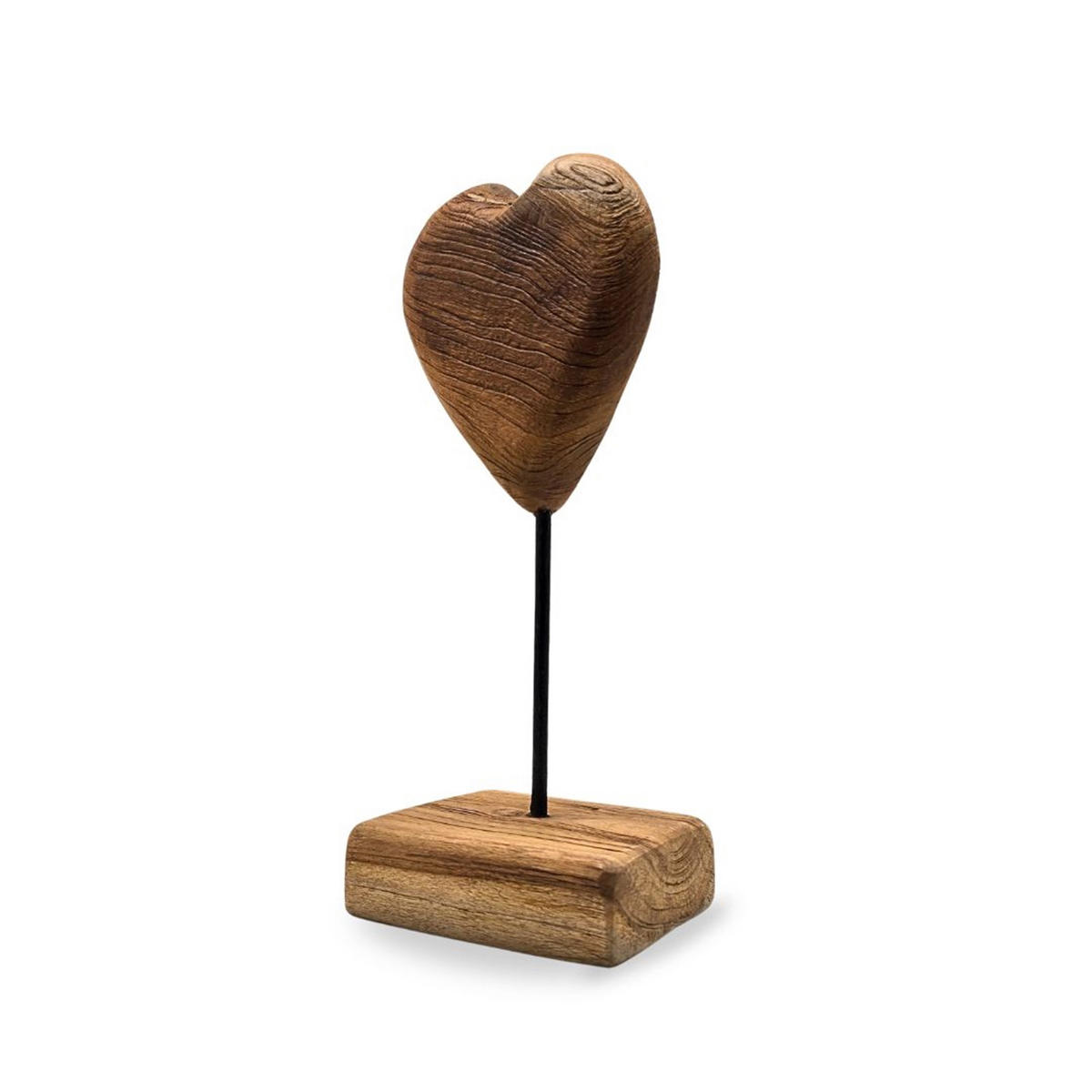 SKULPTUR Heartbeat 36x17x12 cm, Teak Holz massiv naturfarben - Naturfarben, Holz (17/36/12cm) - CREEDWOOD