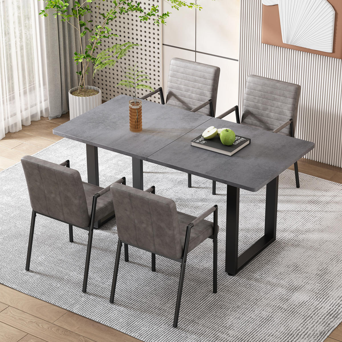 ESSTISCH 140/70/75 cm Schwarz Grau im Industriestil aus Spanplatte mit Metallgestell - Schwarz, Holzwerkstoff (140/70/75cm) - OKWISH