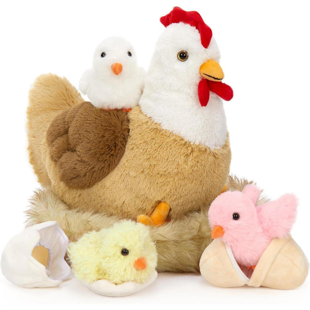 PLÜSCHTIER 7-teiliges Set mit Huhn und Küken 36 cm - Multicolor, Textil (30/36cm)