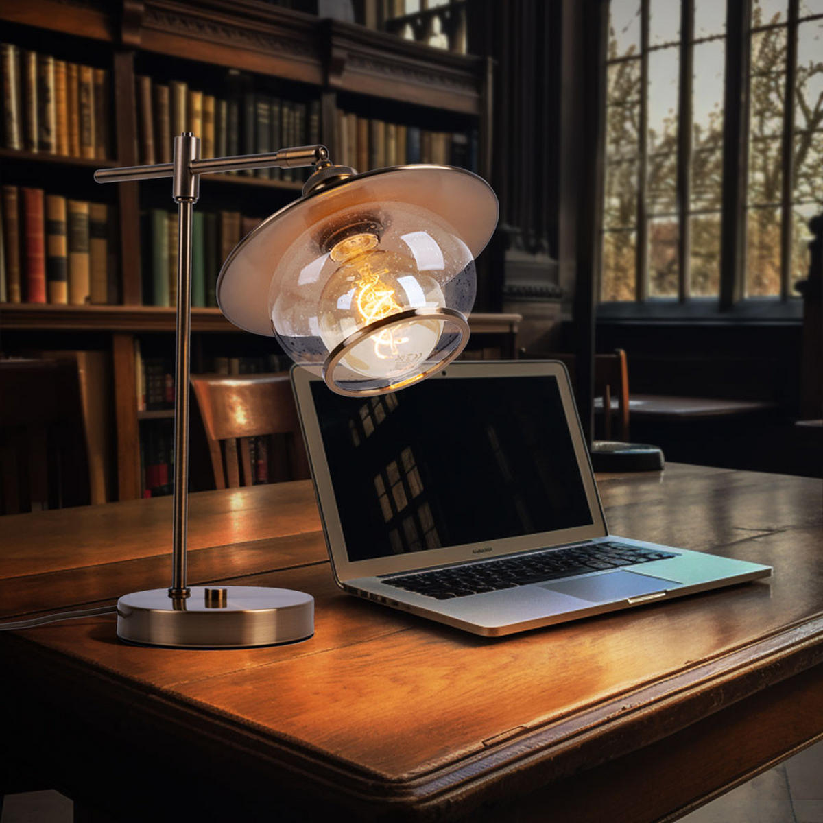 LED TISCHLEUCHTE Metall Bronze Glas - Bronzefarben, Glas (37/22/42cm) - Globo Lighting