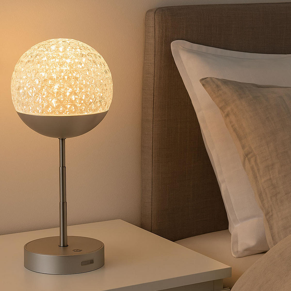 LED TISCHLEUCHTE Edelstahl Silber - Silberfarben, Metall (12/12/31.5cm) - Globo Lighting