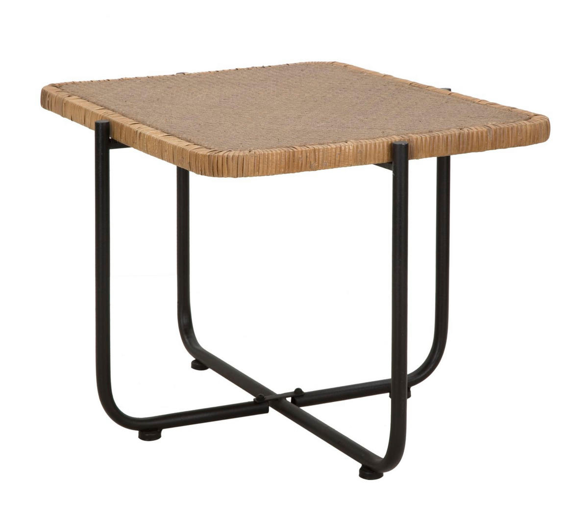 COUCHTISCH Cebu, mehrfarbig, Eisen und Rattan, 75 x 55 x 46,5 cm - Multicolor, Naturmaterialien/Metall (55/75/46.5cm) - Mauro Ferretti