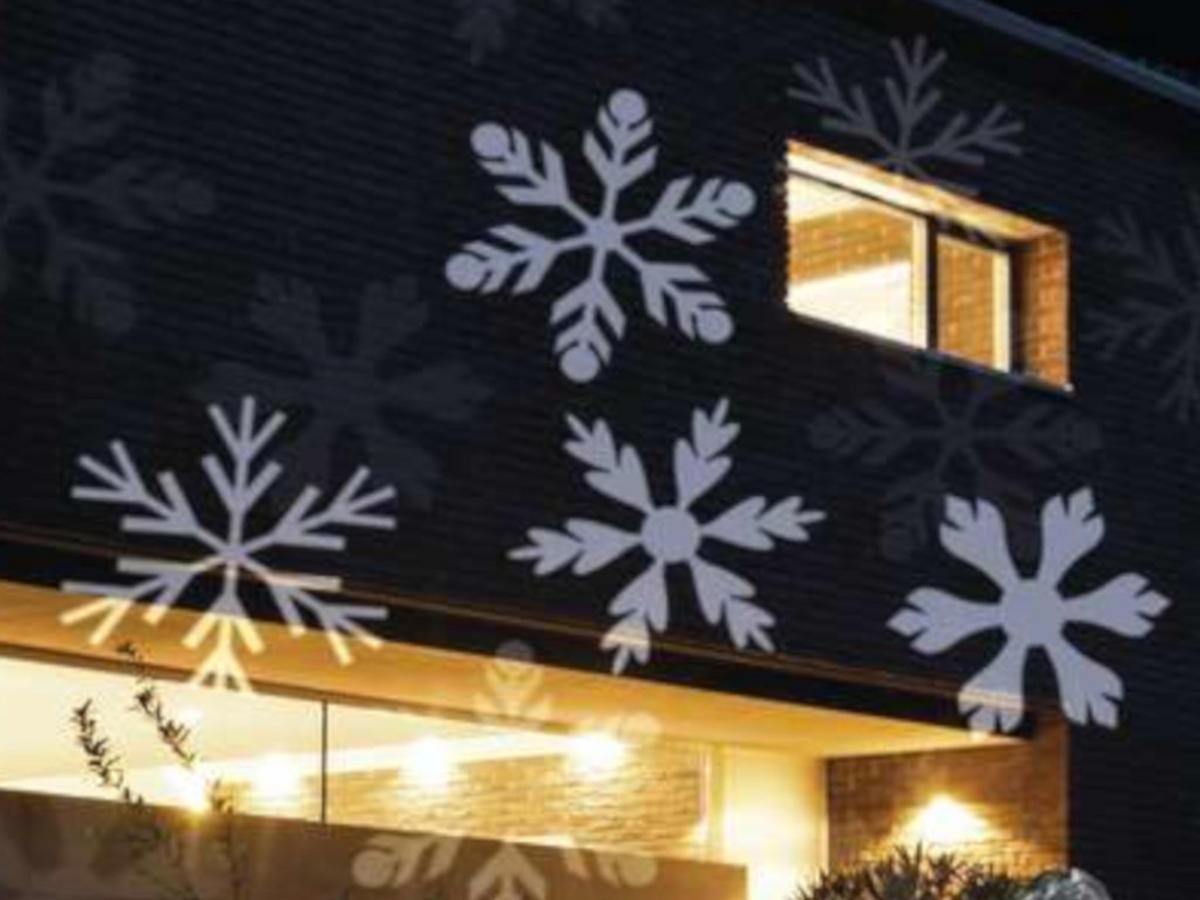 LED-WEIHNACHTSPROJEKTOR SCHNEEFLOCKEN - für innen und außen - Schwarz, Kunststoff/Metall (20/20/30cm) - LAALU