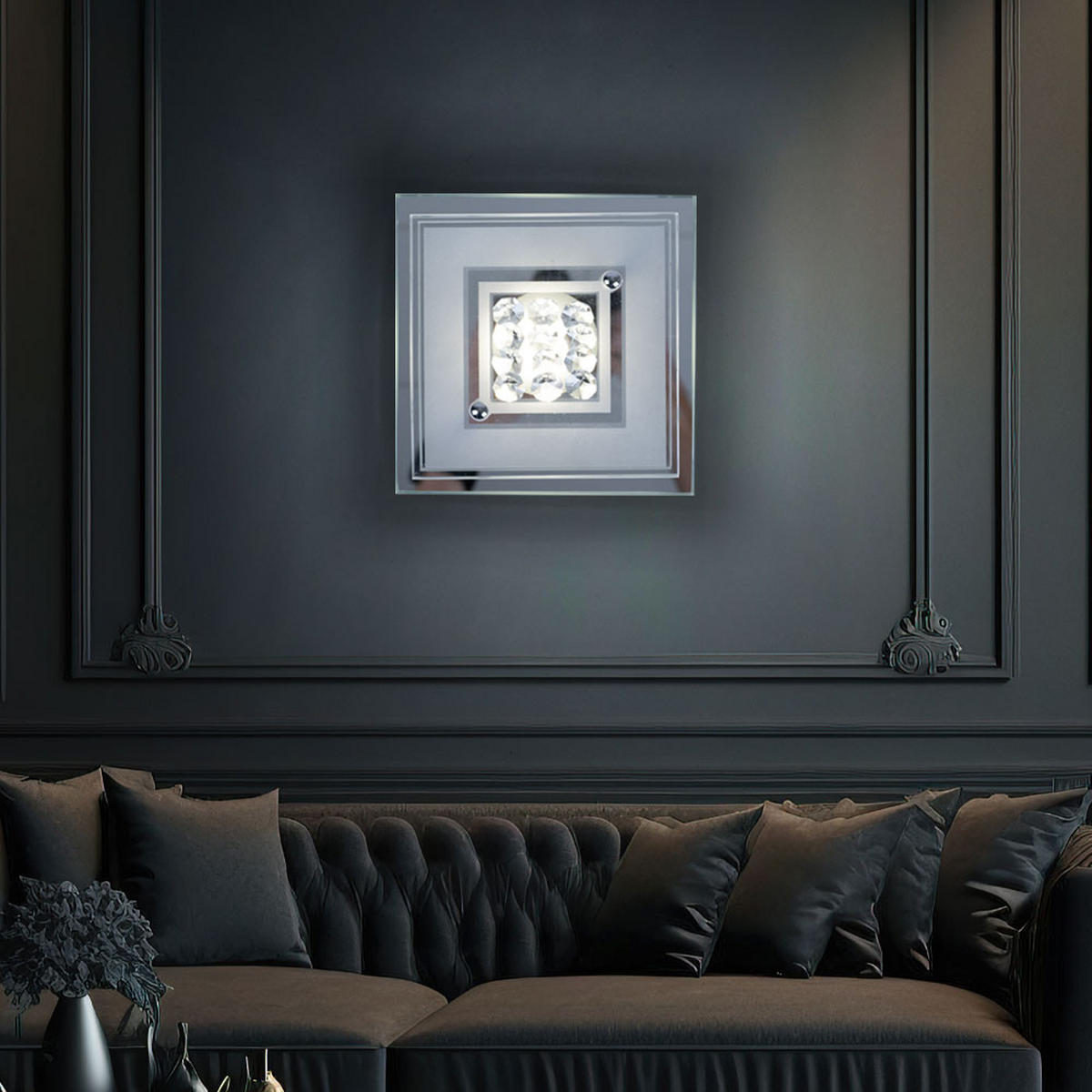 LED WANDLEUCHTE Miranda Metall Silber - Silberfarben, Glas (14/7/14cm) - Esto