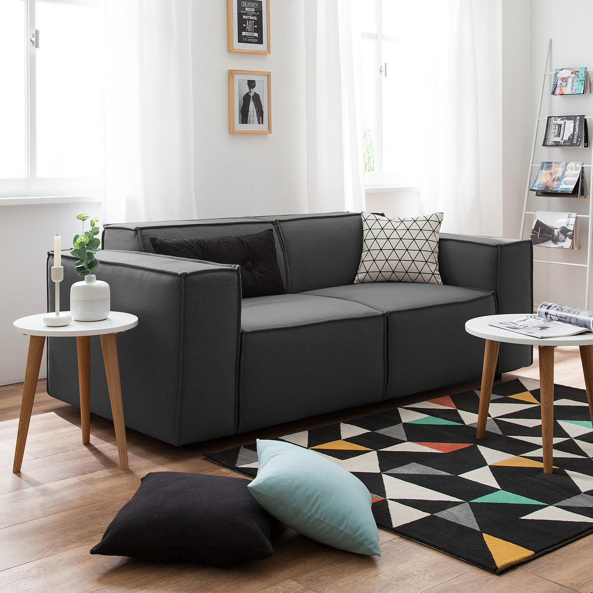 2-SITZER SOFA - Anthrazit, Textil (189/70/96cm) - home24