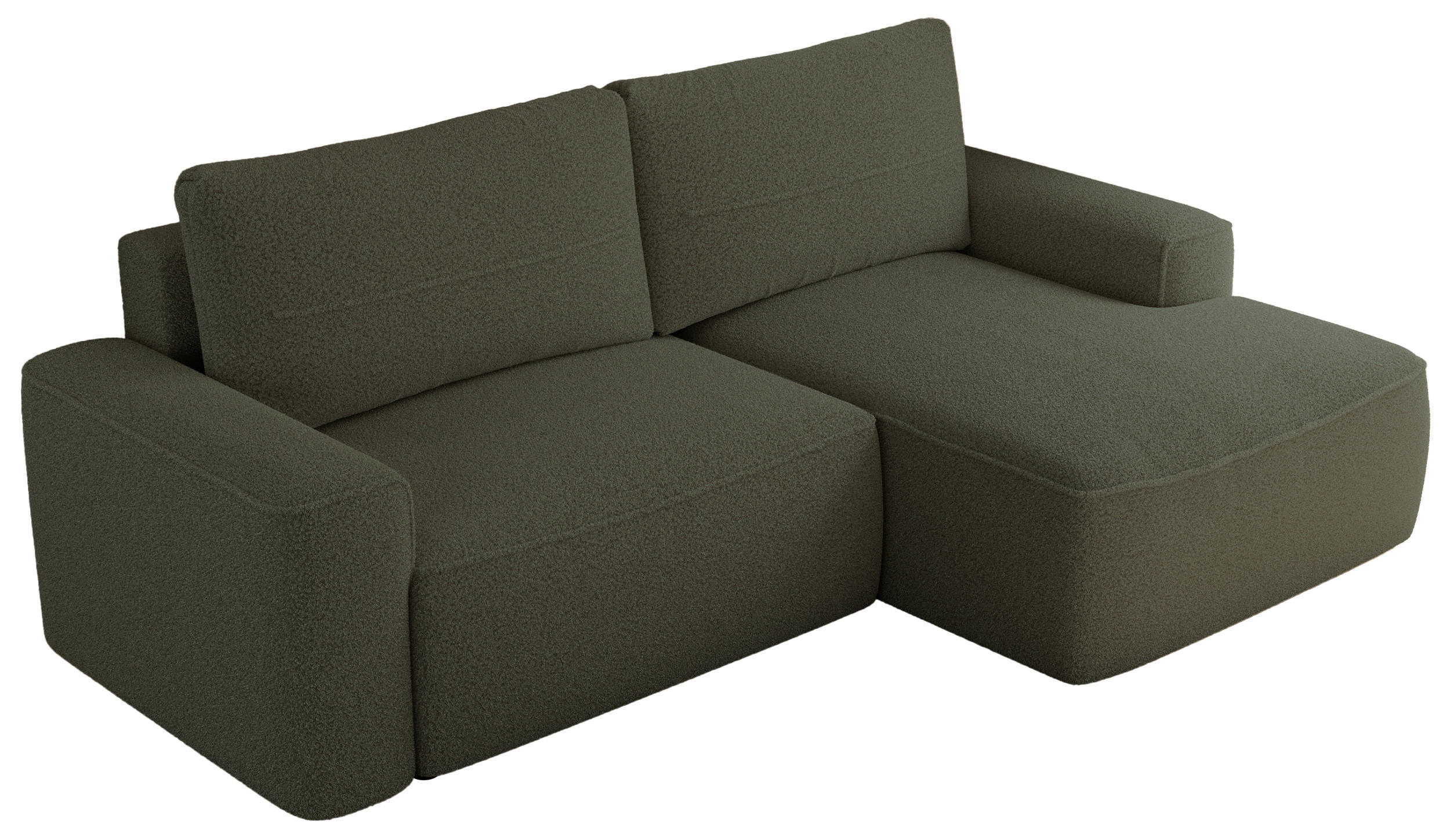 ECKSOFA BELLUNO L Grün Boucle - Rechts - Schwarz/Grün, Textil (233/144cm) - MKS