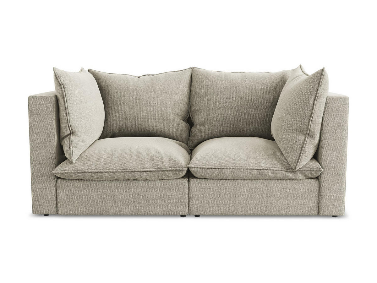 2-SITZER-SOFA Bouclé Stoff Grau - Taupe/Schwarz, Holzwerkstoff/Kunststoff (180/77/90cm) - LaMiaSofa