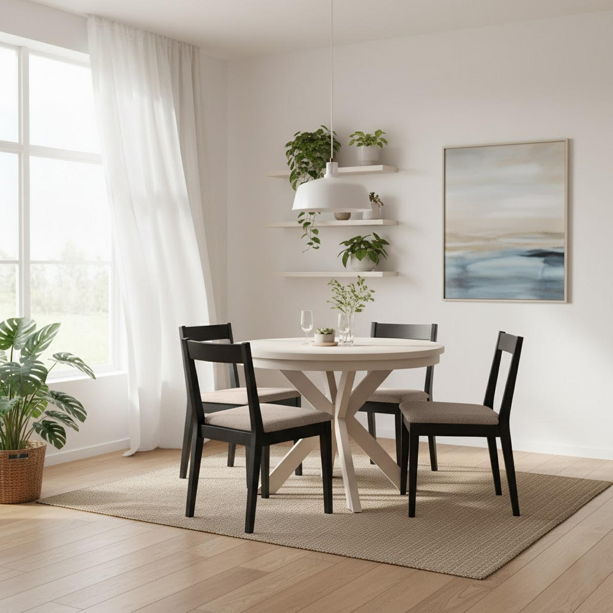 STUHL Moden mit schwarzen Holzbeinen, Polsterstuhl, Beige - Beige/Schwarz, Holz (45/84/45cm) - Beautysofa