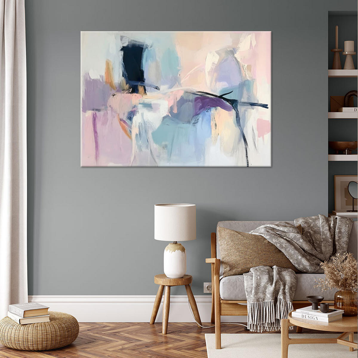 WANDBILD pastell zarte abstraktion - Multicolor, Textil (100/70cm) - Feeby