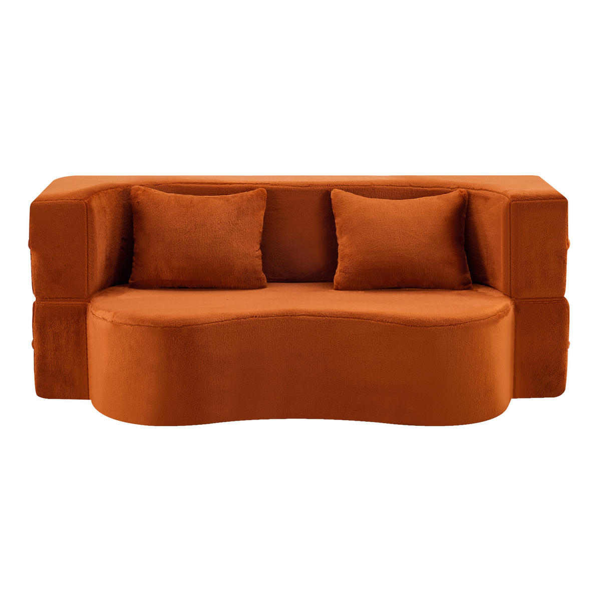 SCHLAFSOFA aus Schaumstoff Orange klappbar als Sofa, Gästebett und Yogamatte mit 2 Kissen - Orange, Kunststoff (180/70/55cm) - Modfu