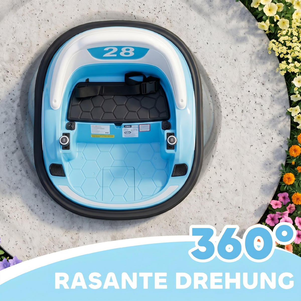 12V Kinder Autoscooter mit 2,4 G Fernbedienung, Elektro Bumper mit Musik - Blau, Kunststoff (66.5/64.5/39cm) - AIYAPLAY