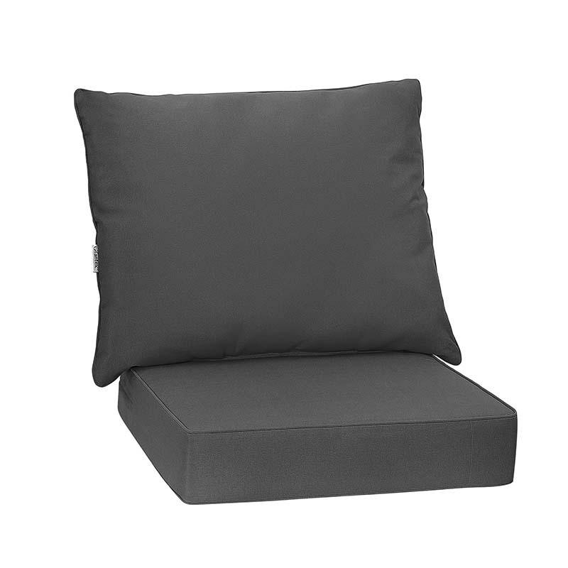 ZAHRADNÍ POLŠTÁŘ NA NÁBYTEK se sedacím a opěradlovým polštářem šedá barva - šedá, textil (60/55/60cm) - COSTWAY
