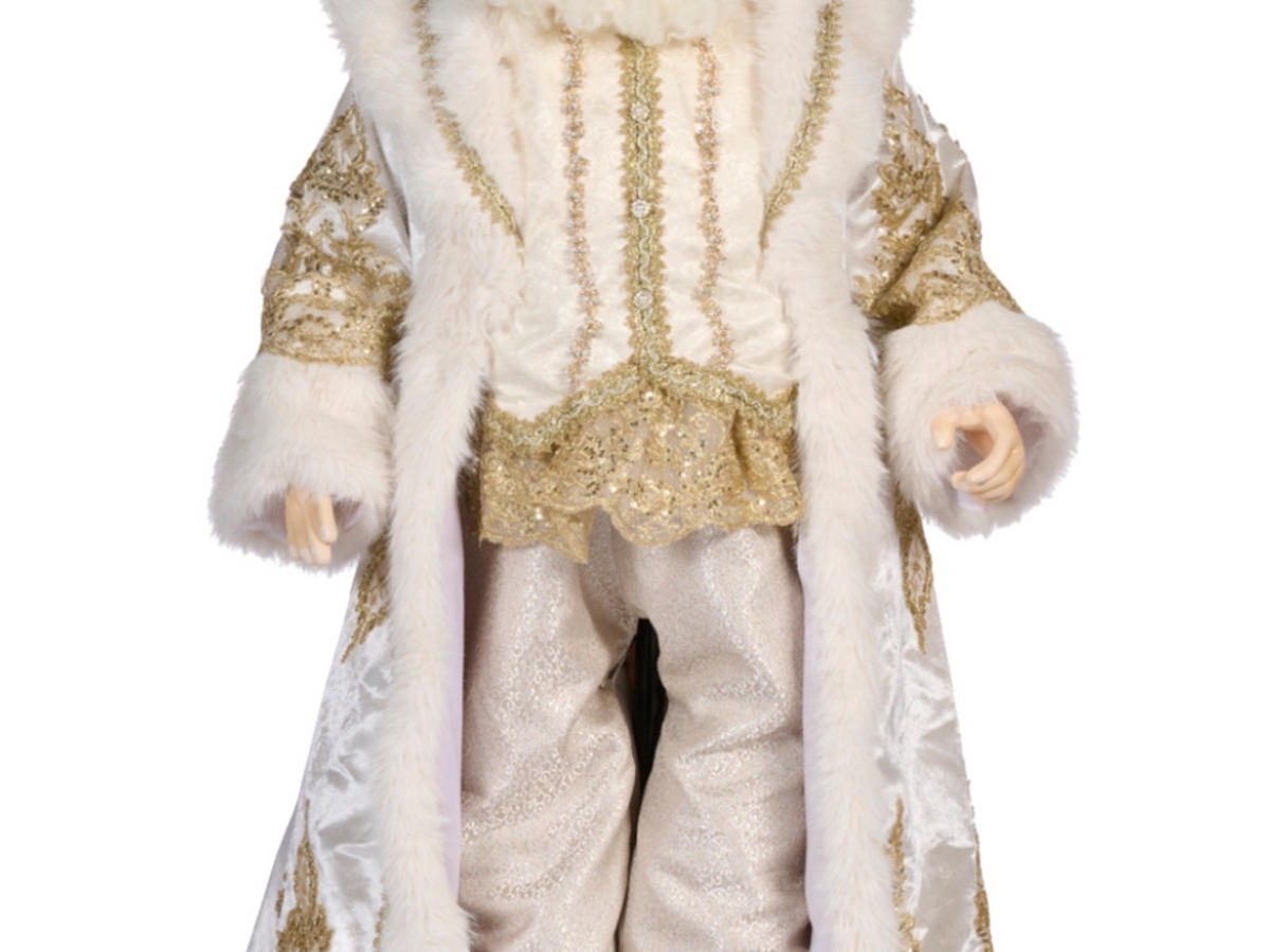 WEIHNACHTSDEKORATIONEN 2er-Set lebensgroßer Weihnachtsmann mit Schlitten - Goldfarben/Weiß, Kunststoff/Textil (191/87/290cm) - LAALU