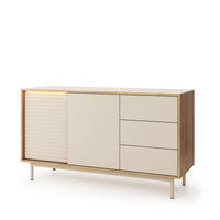 KOMMODE Latilo Kaschmir, zweitürige Kombikommode mit LED - Kaschmir/Braun, Holzwerkstoff (140/77/40cm) - Bettso