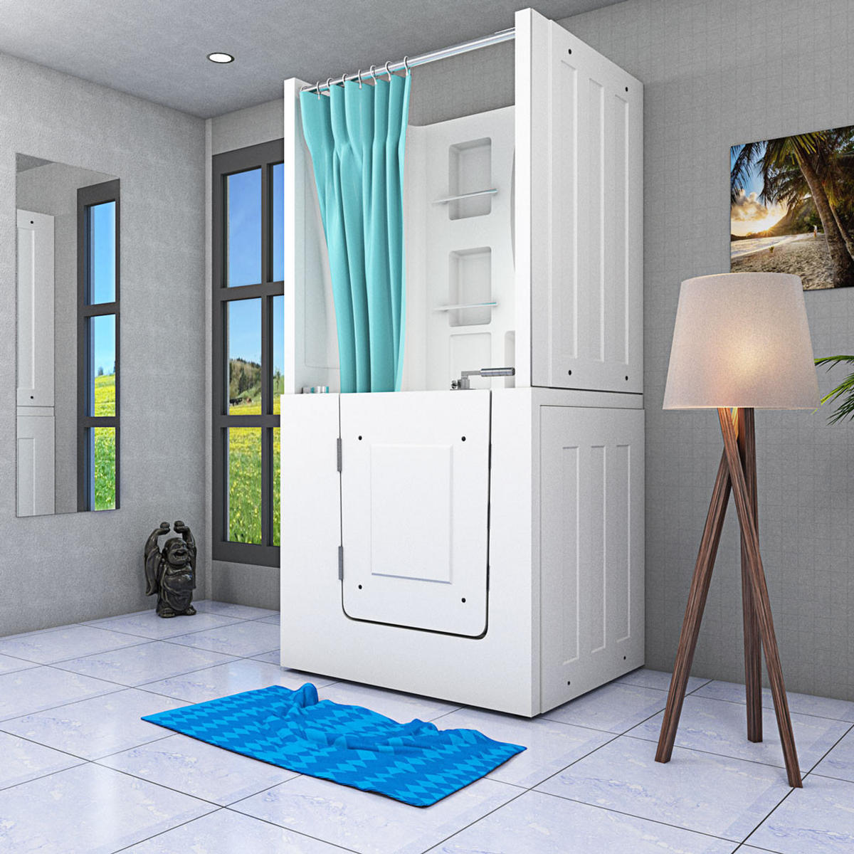 DUSCHE Whirlpool mit Tür S02D-WP-B-L - Weiß, Glas/Kunststoff (100/78/205cm) - AcquaVapore by Sandra Jentho