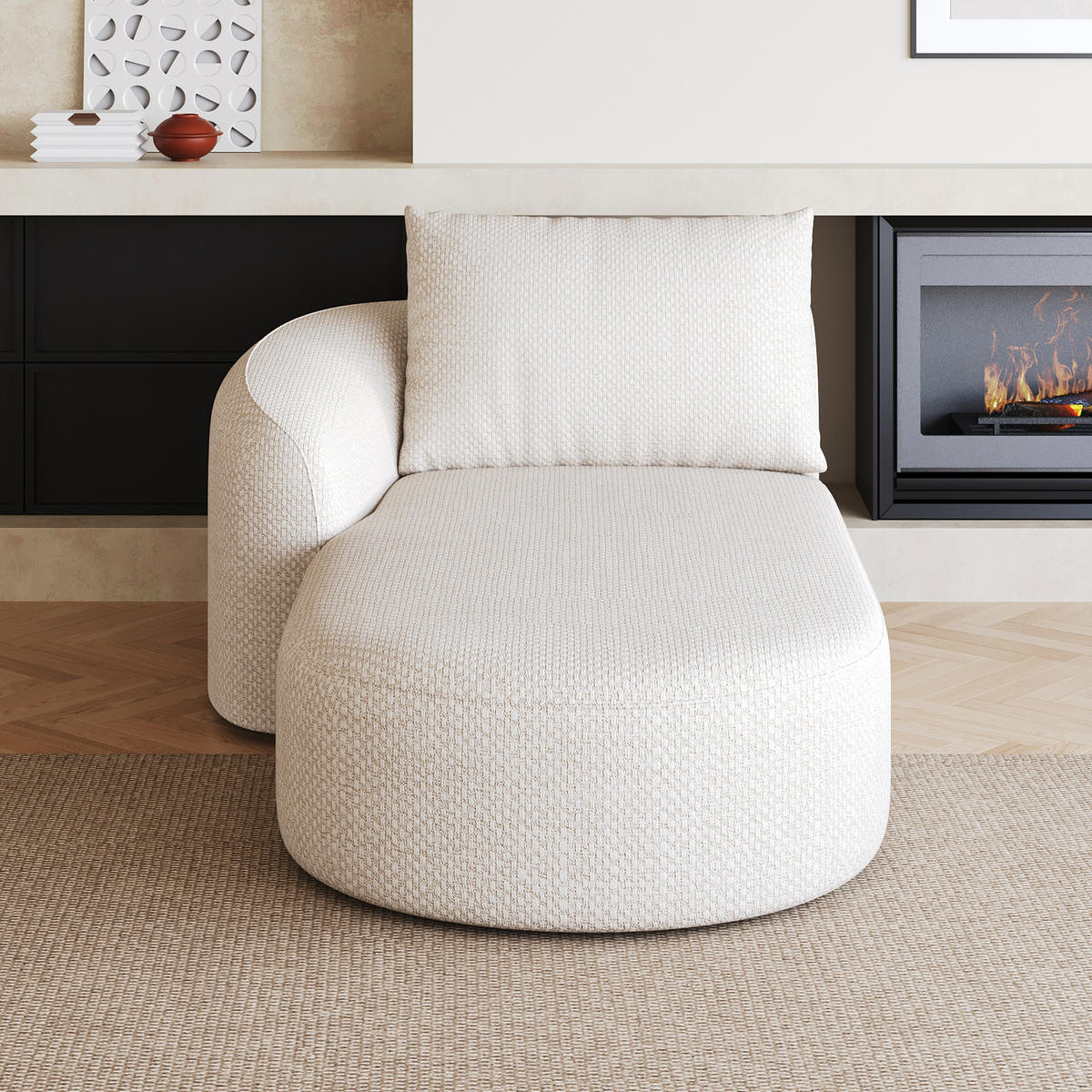 RÉCAMIERE DE-34711 linke Chaiselongue Weiß - Weiß, Textil (106/85/168cm) - ComfortXL
