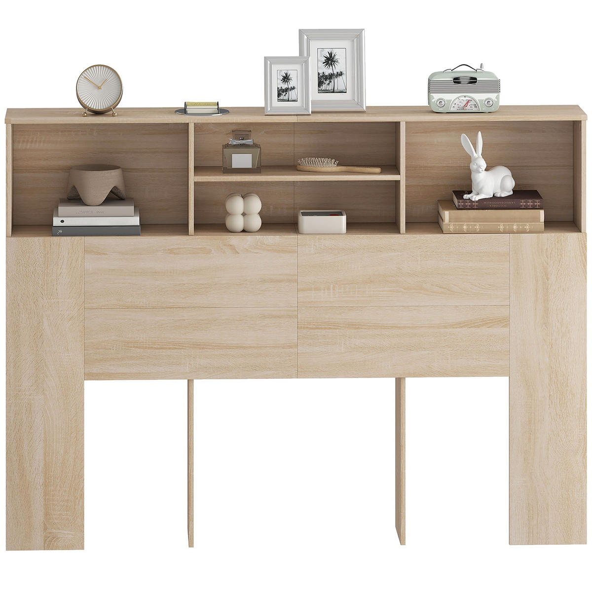 KOPFTEIL DE-18528 mit 4 offenen Fächern Naturholz-Optik - Naturfarben, Holzwerkstoff (19/103.5/140cm) - ComfortXL