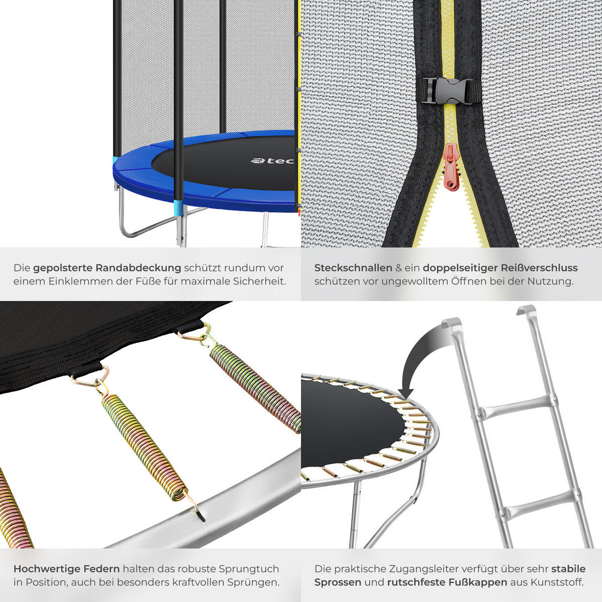TRAMPOLIN Garfunky,inklusive Einstiegsleiter,schwarz/blau - Blau/Schwarz, Metall (305/256/305cm) - tectake