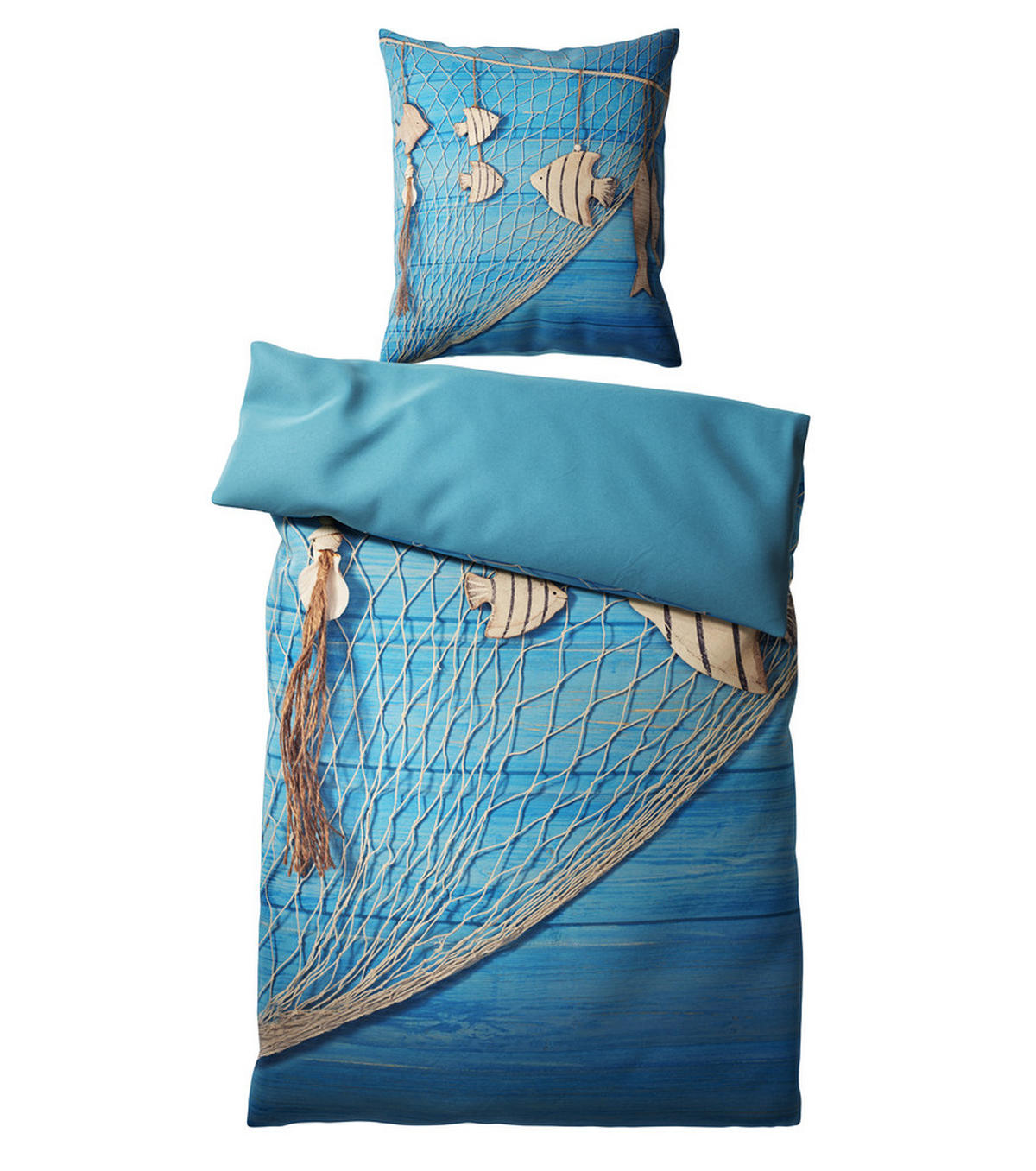 BETTWÄSCHE 2-teilig Seefahrt - Blau, Naturmaterialien (135/200cm) - Sanilo