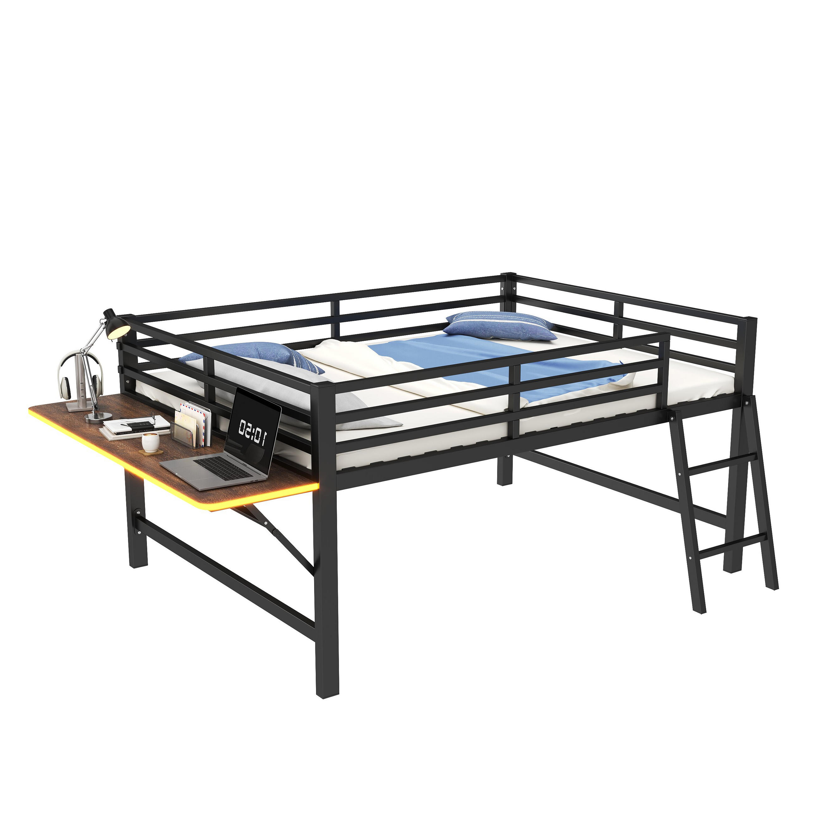 Chicfurn Hochbett Schwarz 140x200 cm