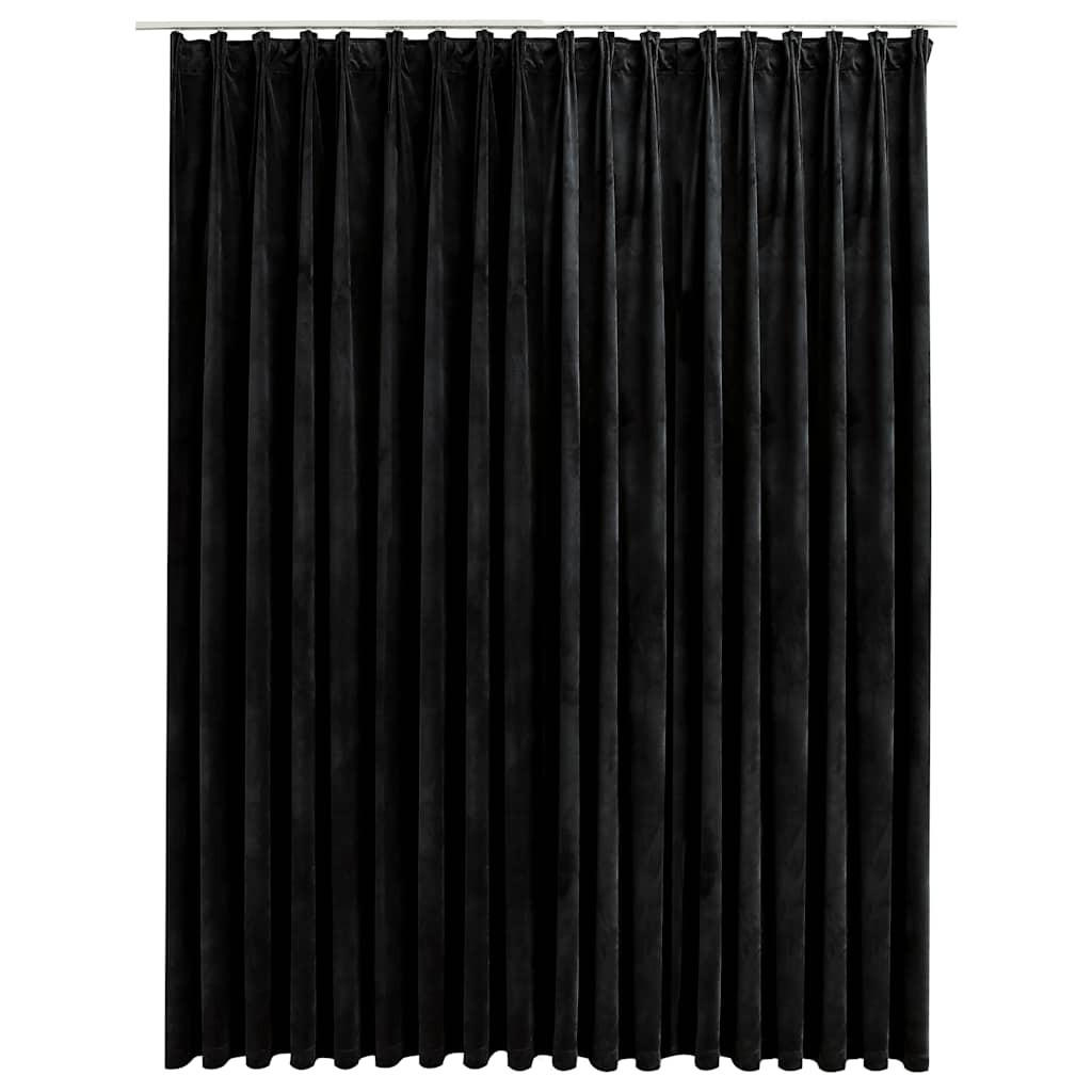 VERDUNKELUNGSVORHANG Mit Haken Samt Schwarz 290/245 Cm - Schwarz, Textil (290/245/1cm) - vidaXL