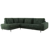ROHOVÁ SEDAČKA CALENO L - Zelený Manšestr - Pravá Strana - černá/tmavě zelená, kov/textil (317/225cm) - MKS