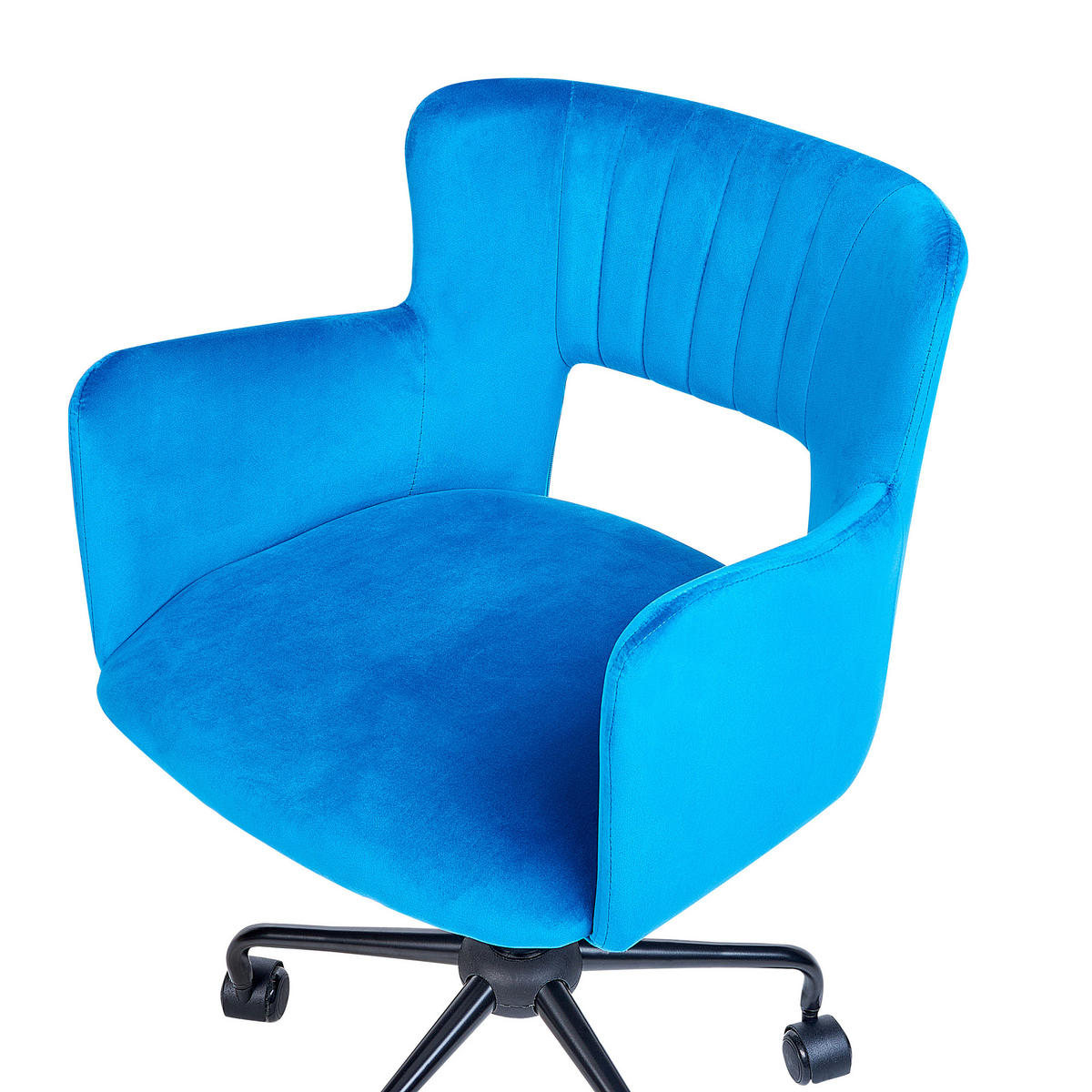 BÜROSTUHL Samtstoff Blau Sanilac - Blau, Textil/Metall (62/71/62cm) - Beliani