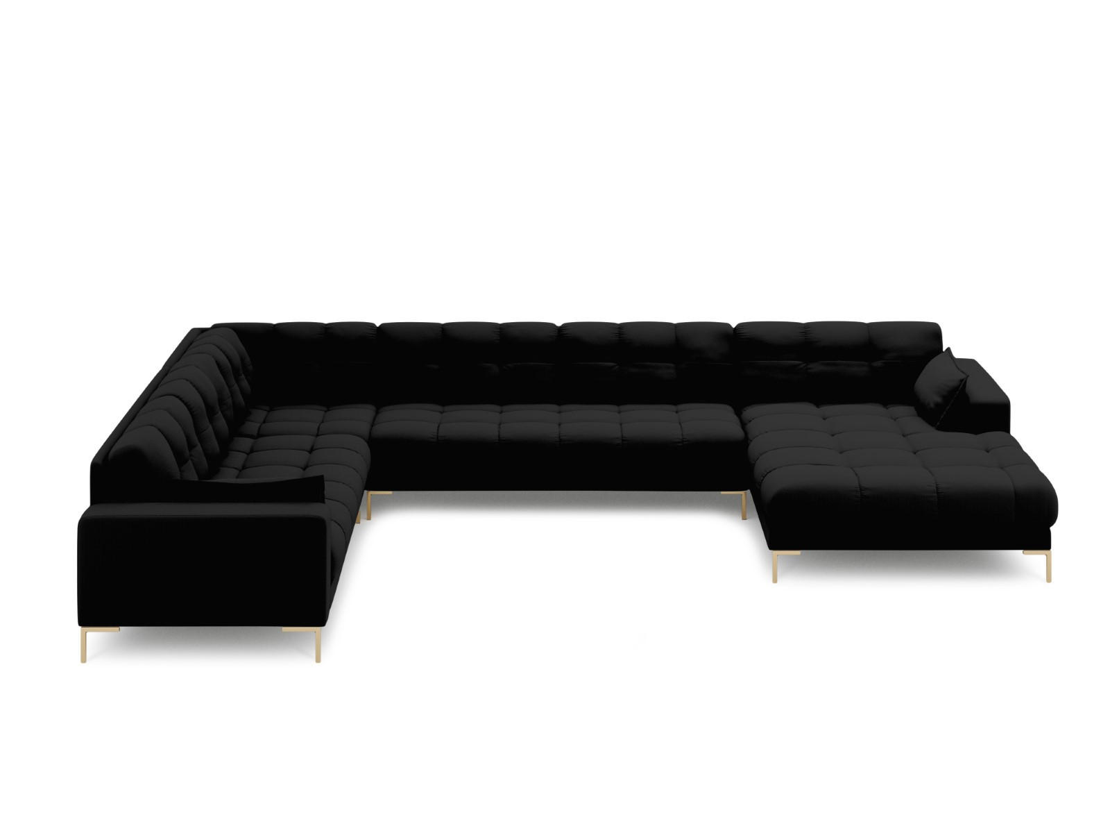 PANORAMASOFA links Mamaia aus strukturiertem Stoff schwarz 7 Sitzplätze - Schwarz, Textil (256/75/327cm) - Micadoni